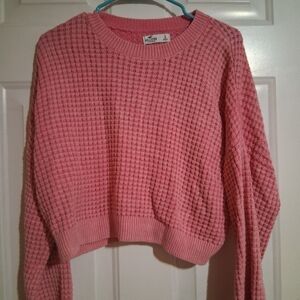 Hollister Pink Textured Crew Neck Sweater